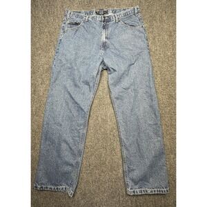 Real Ranch Jeans Mens 38x30* Blue Relaxed Straight Leg Denim Workwear Stone Wash